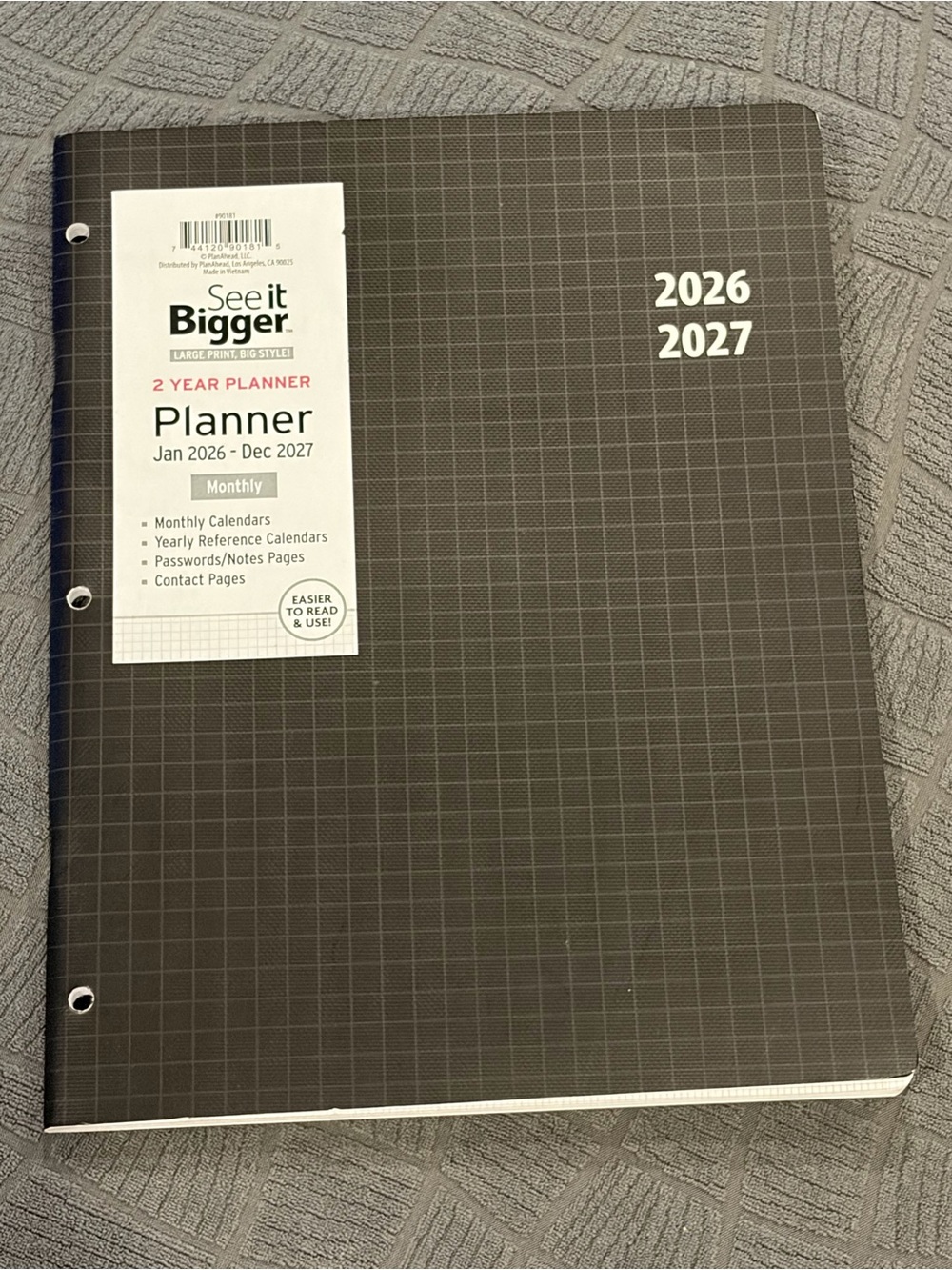 2026-2027 Monthly Planner - Black